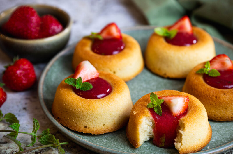 Financiers fraises menthe